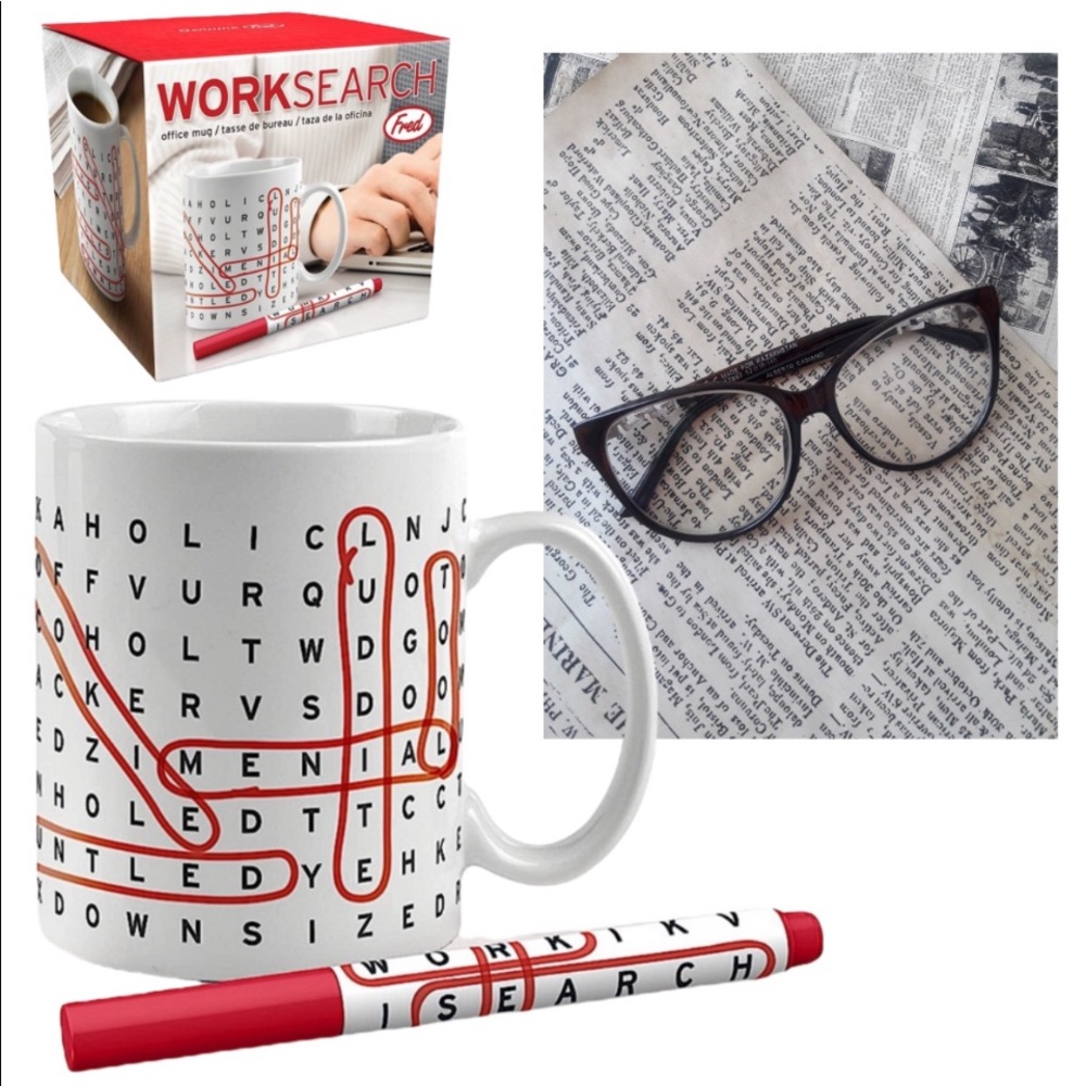 NIB Work Search Ceramic Mug & Pen from Fred. Great Christmas Gift Idea 🎄
